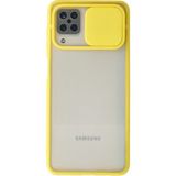 OtoTech Mey Ithalat® Samsung Galaxy A12 Kılıf Palm Buzlu Kamera Sürgülü Silikon - Sarı - Çok Renkli