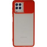OtoTech Mey Ithalat® Samsung Galaxy A22 Kılıf Palm Buzlu Kamera Sürgülü Silikon - Kırmızı - Çok Renkli