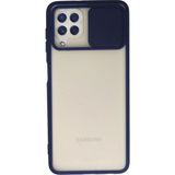 OtoTech Mey Ithalat® Samsung Galaxy A22 Kılıf Palm Buzlu Kamera Sürgülü Silikon - Lacivert - Çok Renkli