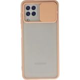 OtoTech Mey Ithalat® Samsung Galaxy A22 Kılıf Palm Buzlu Kamera Sürgülü Silikon - Pembe - Çok Renkli