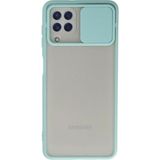OtoTech Mey Ithalat® Samsung Galaxy A22 Kılıf Palm Buzlu Kamera Sürgülü Silikon - Turkuaz - Çok Renkli