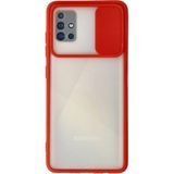 OtoTech Mey Ithalat® Samsung Galaxy A71 Kılıf Palm Buzlu Kamera Sürgülü Silikon - Kırmızı - Çok Renkli
