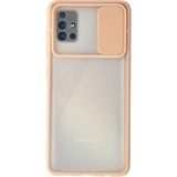 OtoTech Mey Ithalat® Samsung Galaxy A71 Kılıf Palm Buzlu Kamera Sürgülü Silikon - Pembe - Çok Renkli