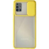 OtoTech Mey Ithalat® Samsung Galaxy A71 Kılıf Palm Buzlu Kamera Sürgülü Silikon - Sarı - Çok Renkli