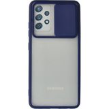 OtoTech Mey Ithalat® Samsung Galaxy A72 Kılıf Palm Buzlu Kamera Sürgülü Silikon - Lacivert - Çok Renkli