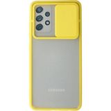 OtoTech Mey Ithalat® Samsung Galaxy A72 Kılıf Palm Buzlu Kamera Sürgülü Silikon - Sarı - Çok Renkli