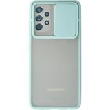OtoTech Mey Ithalat® Samsung Galaxy A72 Kılıf Palm Buzlu Kamera Sürgülü Silikon - Turkuaz - Çok Renkli