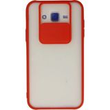 OtoTech Mey Ithalat® Samsung Galaxy J7 Kılıf Palm Buzlu Kamera Sürgülü Silikon - Kırmızı - Çok Renkli