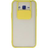 OtoTech Mey Ithalat® Samsung Galaxy J7 Kılıf Palm Buzlu Kamera Sürgülü Silikon - Sarı - Çok Renkli