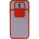 OtoTech Mey Ithalat® Samsung Galaxy J7 Pro / J730 Kılıf Palm Buzlu Kamera Sürgülü Silikon - Kırmız - Çok Renkli