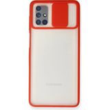 OtoTech Mey Ithalat® Samsung Galaxy M51 Kılıf Palm Buzlu Kamera Sürgülü Silikon - Kırmızı - Çok Renkli
