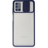 OtoTech Mey Ithalat® Samsung Galaxy M51 Kılıf Palm Buzlu Kamera Sürgülü Silikon - Lacivert - Çok Renkli