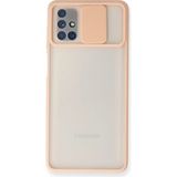 OtoTech Mey Ithalat® Samsung Galaxy M51 Kılıf Palm Buzlu Kamera Sürgülü Silikon - Pembe - Çok Renkli