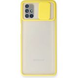OtoTech Mey Ithalat® Samsung Galaxy M51 Kılıf Palm Buzlu Kamera Sürgülü Silikon - Sarı - Çok Renkli