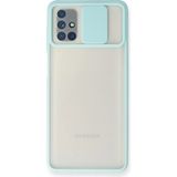 OtoTech Mey Ithalat® Samsung Galaxy M51 Kılıf Palm Buzlu Kamera Sürgülü Silikon - Turkuaz - Çok Renkli