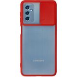OtoTech Mey Ithalat® Samsung Galaxy M52 5g Kılıf Palm Buzlu Kamera Sürgülü Silikon - Kırmızı - Çok Renkli