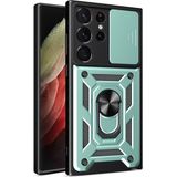 OtoTech Mey Ithalat® Samsung Galaxy S23 Ultra Kılıf Pars Lens Yüzüklü Silikon - Yeşil - Çok Renkli