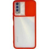 OtoTech Mey Ithalat® Vivo Y11S Kılıf Palm Buzlu Kamera Sürgülü Silikon - Kırmızı - Çok Renkli
