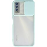 OtoTech Mey Ithalat® Vivo Y11S Kılıf Palm Buzlu Kamera Sürgülü Silikon - Turkuaz - Çok Renkli