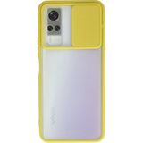 OtoTech Mey Ithalat® Vivo Y53S Kılıf Palm Buzlu Kamera Sürgülü Silikon - Sarı - Çok Renkli