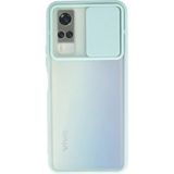 OtoTech Mey Ithalat® Vivo Y53S Kılıf Palm Buzlu Kamera Sürgülü Silikon - Turkuaz - Çok Renkli