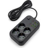 OtoTech Otetechparca® Çoklu Priz Uzatma Kablosu 4 Soket + 4 USB + 2 Type-C – Termal Akım Korumalı, Is� - Çok Renkli