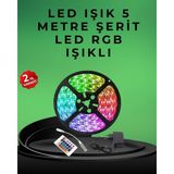 OtoTech Pratik Kurulumlu 5 Metre Kumandalı Şerit LED - Çok Renkli