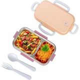 Ototechparca 2 Bölmeli 150-300 ml Paslanmaz Çelik Yemek Kabı Beslenme Kabı Yiyecek Saklama Kabı - Renkli