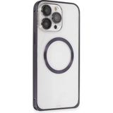 Ototechparca iPhone 14 Pro Kılıf Metal Bumper Magneticsafe Kapak - Derin Mor - Çok Renkli