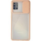 Ototechparca Samsung Galaxy A71 Kılıf Palm Buzlu Kamera Sürgülü Silikon - Pembe - Çok Renkli