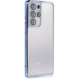 Ototechparca Samsung Galaxy S21 Ultra Kılıf Lensli Silikon - Açık Mavi - Çok Renkli