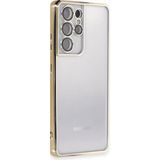 Ototechparca Samsung Galaxy S21 Ultra Kılıf Lensli Silikon - Gold - Çok Renkli