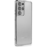 Ototechparca Samsung Galaxy S21 Ultra Kılıf Lensli Silikon - Gümüş - Çok Renkli
