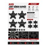 OTOYOL Audi Uyumlu Jant Göbek Kapağı Siyah ABS Plastik 4 Adet Set