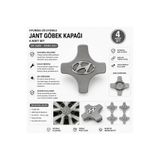 OTOYOL Hyundai i20 Uyumlu 4 Tırnak Jant Göbek Kapağı Gri ABS Plastik 4 Adet Set