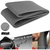Otozum Mercedes W211 Dikme Direksiyon Kılıfı Delikli Mum İpli Gri Dikişli
