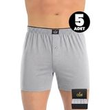 ÖTS 5’li Erkek Boxer - %100 Pamuk, Ultra Yumuşak Kumaş, Rahat Kalıp, Etiketsiz ve Kaliteli Boxer, Hediye Kutulu Günlük Erkek İç Giyim, (Gri - XL)