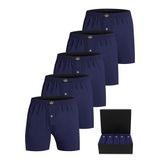 ÖTS 5’li Erkek Boxer - %100 Pamuk, Ultra Yumuşak Kumaş, Rahat Kalıp, Etiketsiz ve Kaliteli Boxer, Hediye Kutulu Günlük Erkek İç Giyim, (İndigo - L)