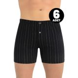 Öts 6'lı Erkek Boxer Çizgili, Düğmeli (%100 Pamuk), Siyah, S