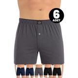 Öts 6'lı Erkek Boxer Düğmeli, Süprem Kumaş (%100 Pamuk), Renkli, S