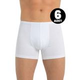 Öts 6'lı Erkek Boxer İnce Bel Lastikli (%47 Modal -%47 Pamuk -%6 Elastan), Beyaz, XL