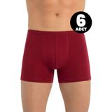 Öts 6'lı Erkek Boxer İnce Bel Lastikli (%47 Modal -%47 Pamuk -%6 Elastan), Bordo, 2XL