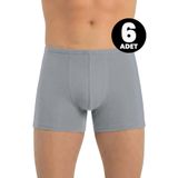 Öts 6'lı Erkek Boxer İnce Bel Lastikli (%47 Modal -%47 Pamuk -%6 Elastan), Gri, M