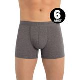 Öts 6'lı Erkek Boxer Likralı Esnek (%96 Pamuk -%4 Elastan), Antrasit, 2XL