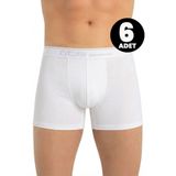 Öts 6'lı Erkek Boxer Likralı Esnek (%96 Pamuk -%4 Elastan), Beyaz, M