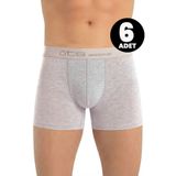 Öts 6'lı Erkek Boxer Likralı Esnek (%96 Pamuk -%4 Elastan), Gri, M