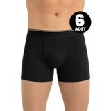 Öts 6'lı Erkek Boxer Likralı Esnek (%96 Pamuk -%4 Elastan), Siyah, M