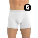 Öts 6'lı Erkek Boxer Modal (%47 Modal -%47 Pamuk -%6 Elastan), Beyaz, L