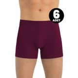 Öts 6'lı Erkek Boxer Modal (%47 Modal -%47 Pamuk -%6 Elastan), Bordo, L