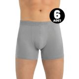 Öts 6'lı Erkek Boxer Modal (%47 Modal -%47 Pamuk -%6 Elastan), Gri, 2XL